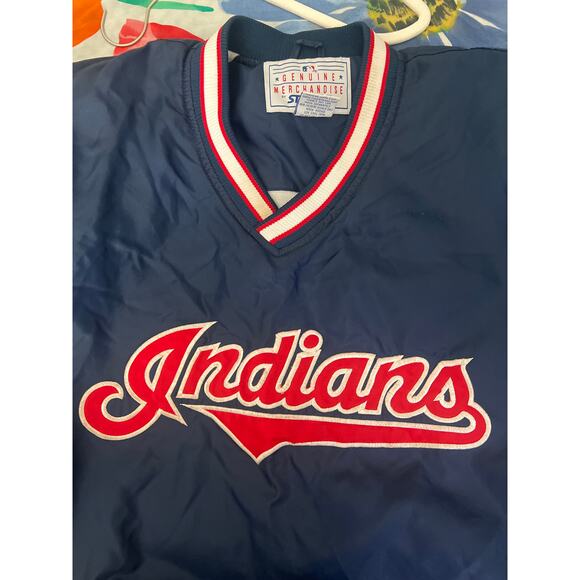 Vintage Starter MLB Cleveland Indians Pullover Jacket Navy XL - Picture 7 of 7